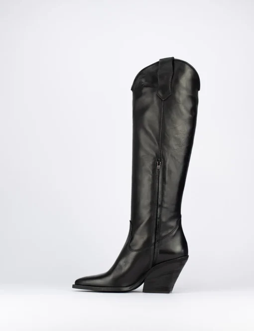 Stivale tacco 7 cm nero pelle