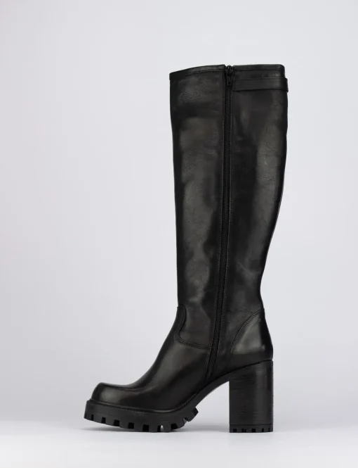 Stivale tacco 8 cm nero pelle