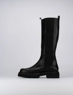 Stivale tacco 1 cm nero pelle