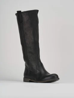 Stivale tacco 1 cm nero pelle