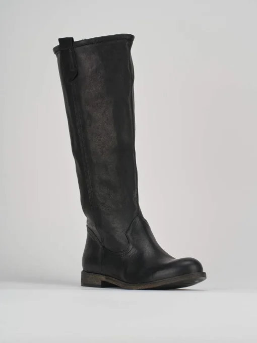 Stivale tacco 1 cm nero pelle