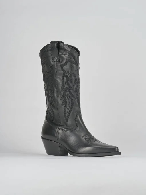 Stivale tacco 4 cm nero pelle