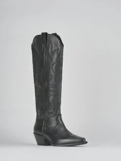 Stivale tacco 4 cm nero pelle