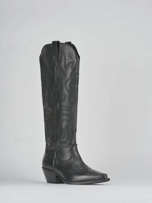 Stivale tacco 4 cm nero pelle