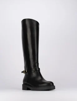 Stivale tacco 1 cm nero pelle