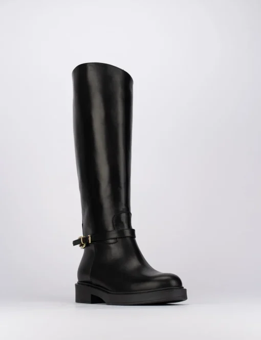 Stivale tacco 1 cm nero pelle