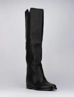 Stivale tacco 2 cm nero pelle
