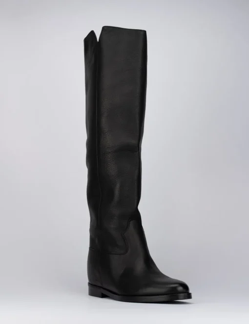 Stivale tacco 2 cm nero pelle