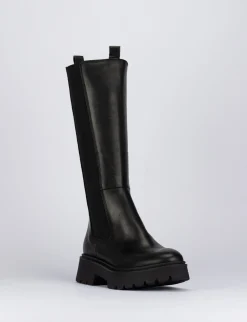 Stivale tacco 2 cm nero pelle