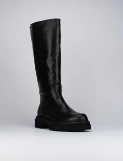 Stivale tacco 1 cm nero pelle