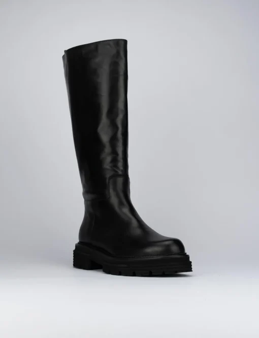 Stivale tacco 1 cm nero pelle