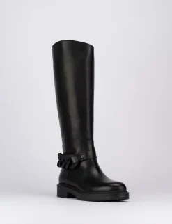 Stivale tacco 2 cm nero pelle