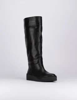 Stivale tacco 1 cm nero pelle