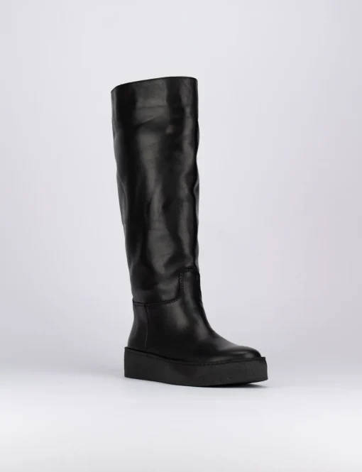 Stivale tacco 1 cm nero pelle