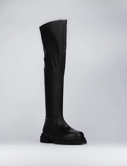 Stivale tacco 2 cm nero pelle