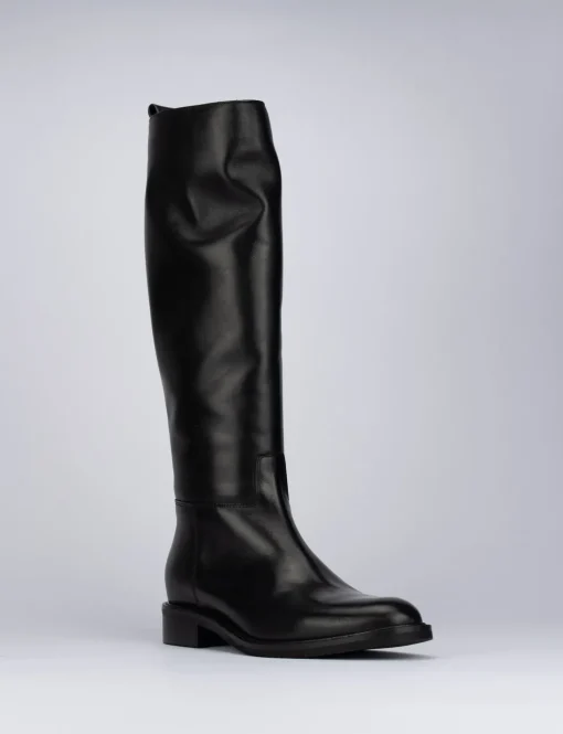 Stivale tacco 2 cm nero pelle