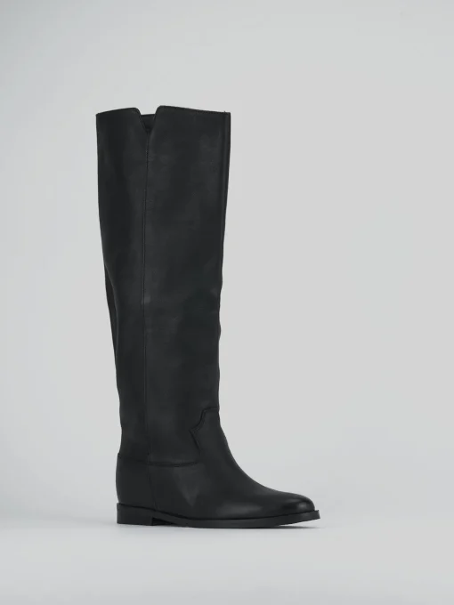 Stivale tacco 2 cm nero pelle