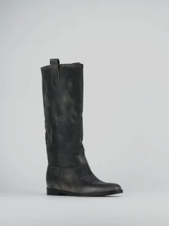 Stivale tacco 2 cm nero pelle