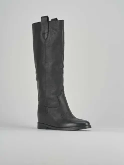 Stivale tacco 2 cm nero pelle
