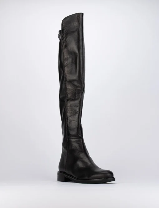 Stivale tacco 2 cm nero pelle