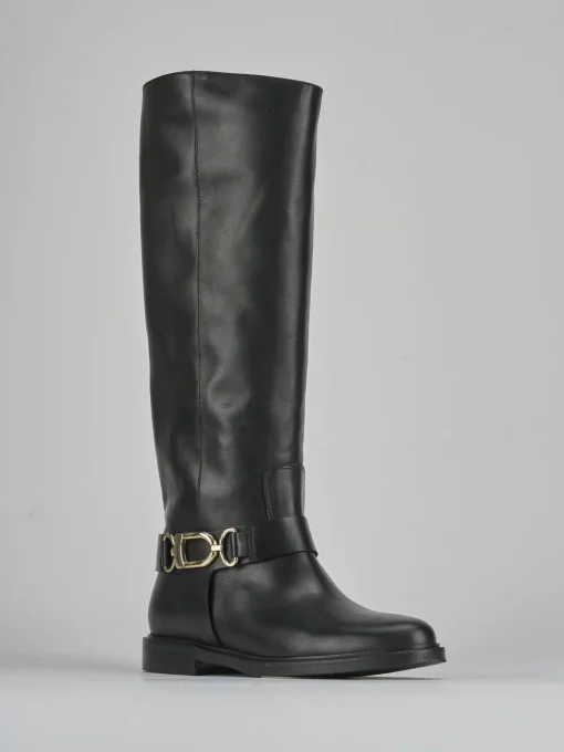 Stivale tacco 2 cm nero pelle