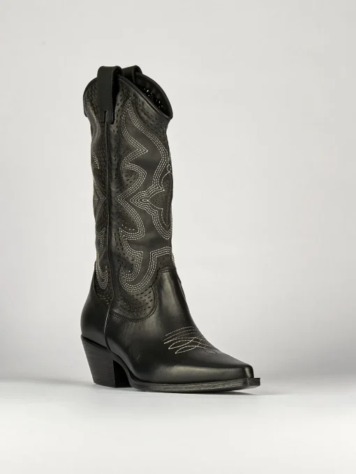 Stivale tacco 5 cm nero pelle