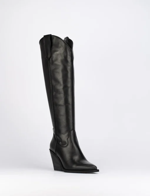 Stivale tacco 7 cm nero pelle