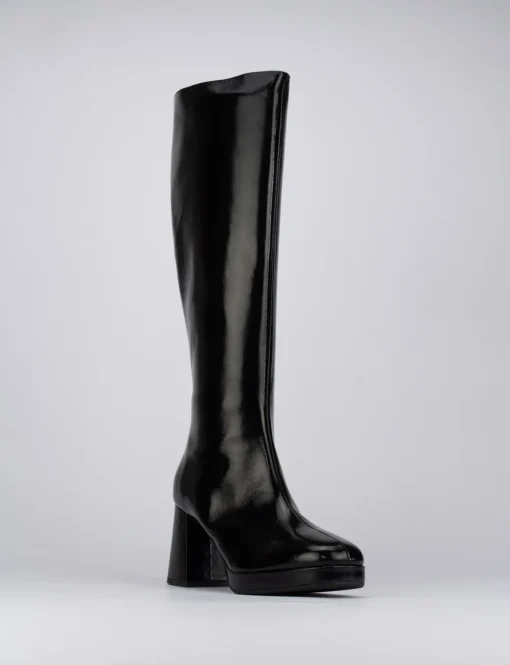 Stivale tacco 8 cm nero pelle
