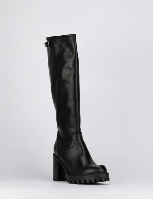 Stivale tacco 8 cm nero pelle