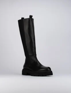 Stivale tacco 1 cm nero pelle