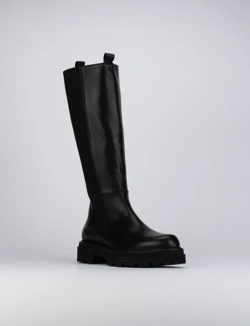 Stivale tacco 1 cm nero pelle
