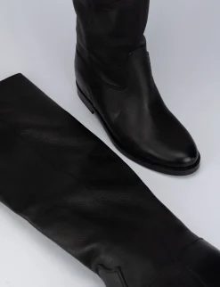 Stivale tacco 2 cm nero pelle