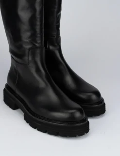 Stivale tacco 1 cm nero pelle