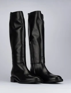 Stivale tacco 2 cm nero pelle