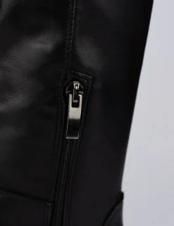 Stivale tacco 1 cm nero pelle