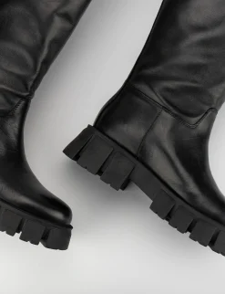 Stivale tacco 1 cm nero pelle