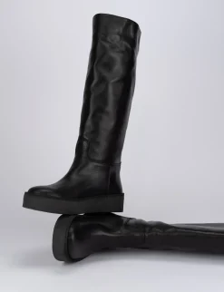 Stivale tacco 1 cm nero pelle
