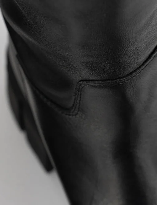 Stivale tacco 1 cm nero pelle
