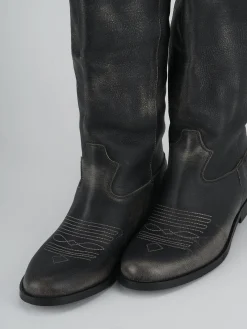 Stivale tacco 2 cm nero pelle