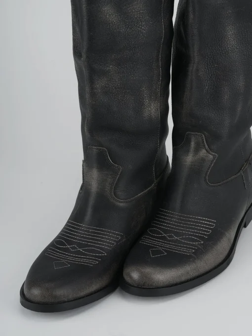 Stivale tacco 2 cm nero pelle