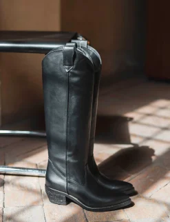 Stivale tacco 7 cm nero pelle
