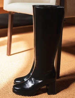 Stivale tacco 8 cm nero pelle