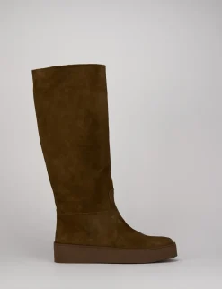 Stivale tacco 1 cm testa camoscio