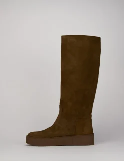 Stivale tacco 1 cm testa camoscio