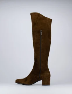 Stivale tacco 5 cm testa camoscio