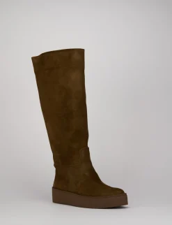 Stivale tacco 1 cm testa camoscio