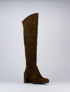 Stivale tacco 5 cm testa camoscio