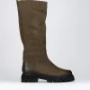 Stivale tacco 1 cm testa nabuk