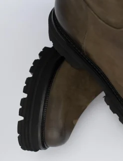 Stivale tacco 1 cm testa nabuk