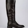 Stivale tacco 2 cm testa pelle